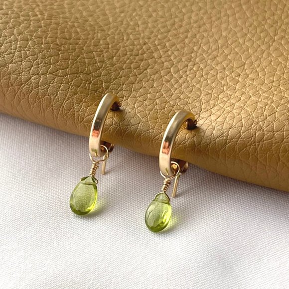 BUNDLE 14K Gold-Fill Gemstone Earrings - Labradorite - Amethyst - Peridot - Picture 3 of 4